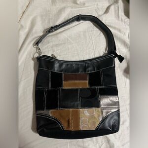 Patchwork Black and Brown Shoulder Bag